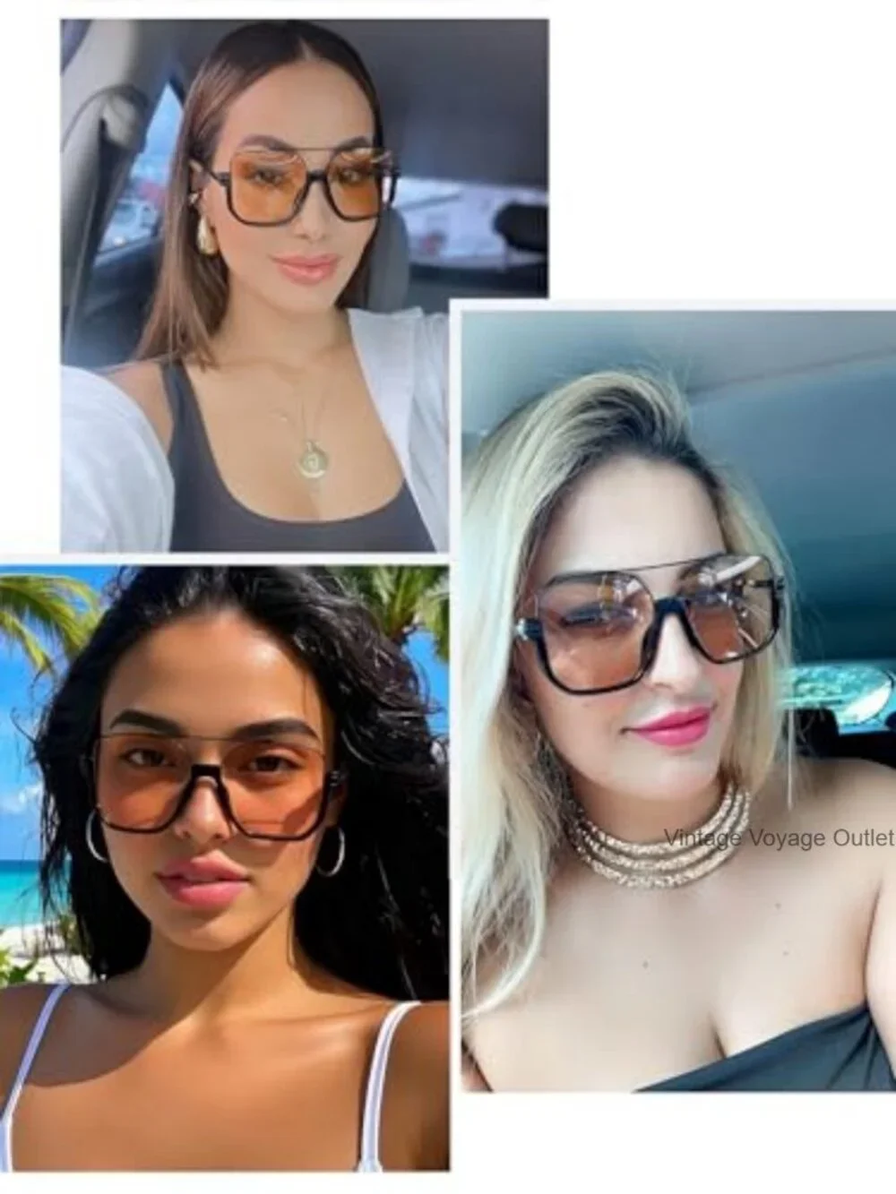 Oversized Retro Square Aviator Sunglasses for Women Men Trendy Fashion Tinted